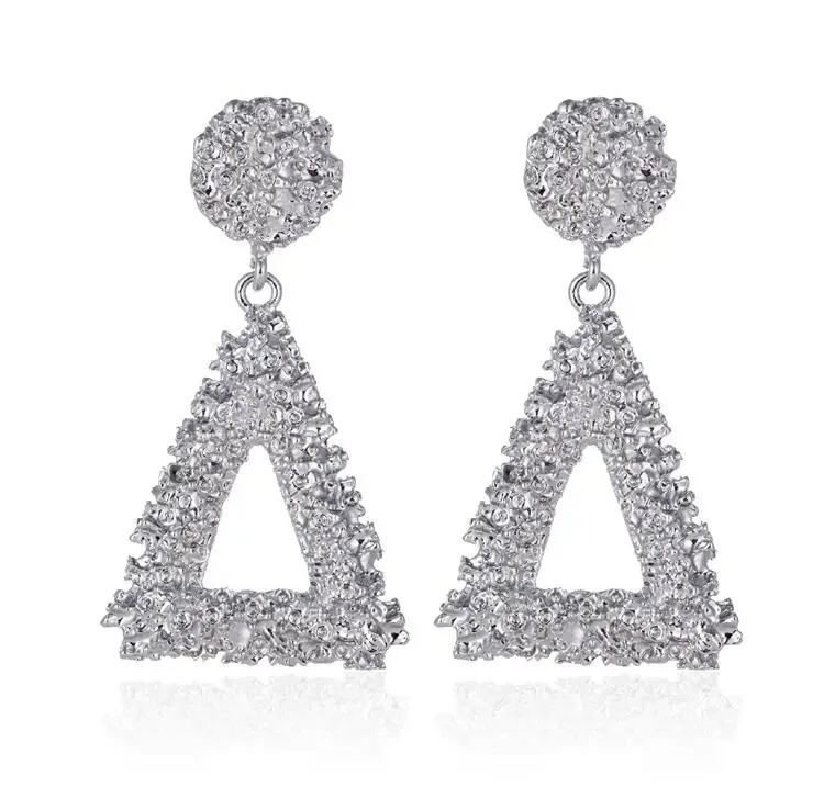 Triangle Silver KMVEXO, большие Винтажные серьги для женщин, золотые, серебряные, черные, геометрические массивные серьги, металлические серьги, висячие, модные ювелирные изделия - Окраска металла: Triangle Silver