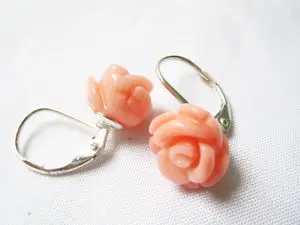 Женские серьги подвески с натуральным камнем розовые коралловые бусины 12 мм