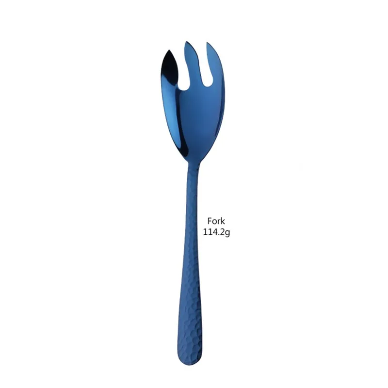blue fork 1 pc Салатная ложка или вилка ложка для смешивания 430 из нержавеющей стали, ресторанные ложки, столовая посуда с помощью инструментов «буфет» - Цвет: blue fork 1 pc