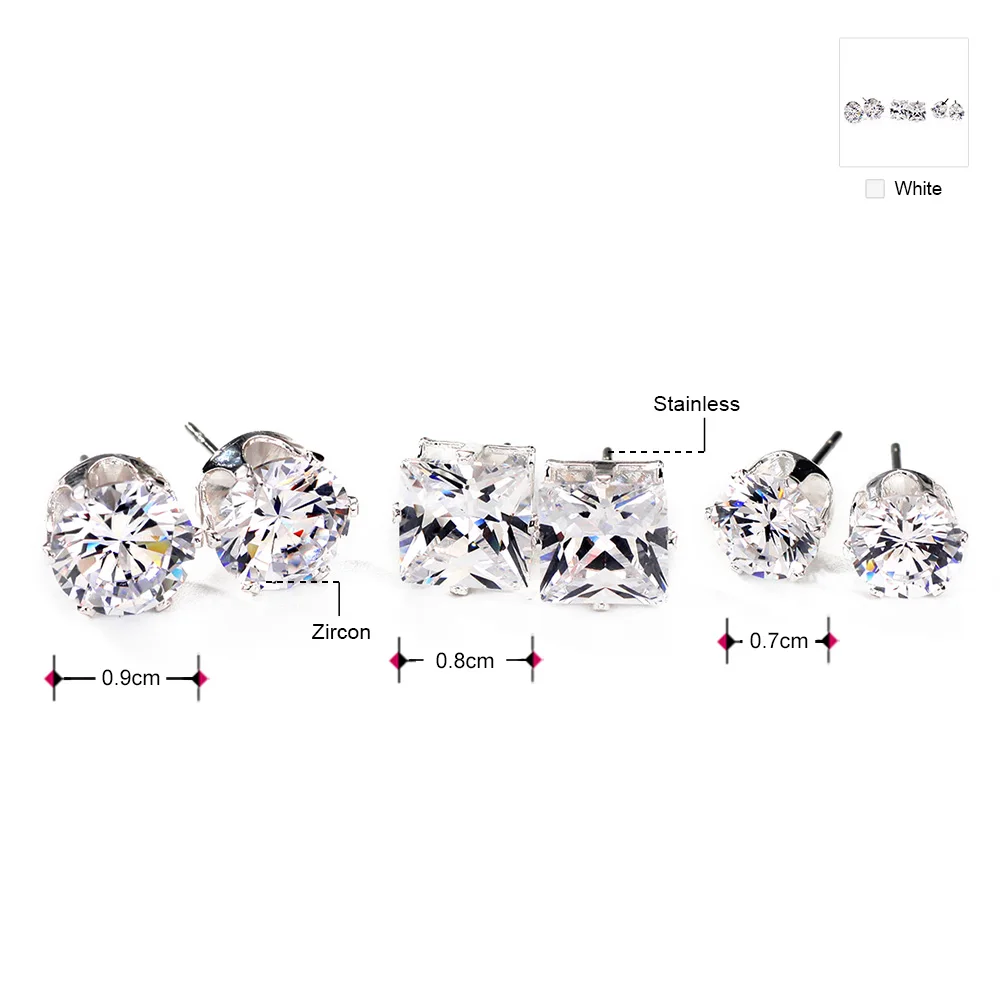 Серьги-гвоздики Neoglory стразы маленькие белые для женщин подростковые девушки