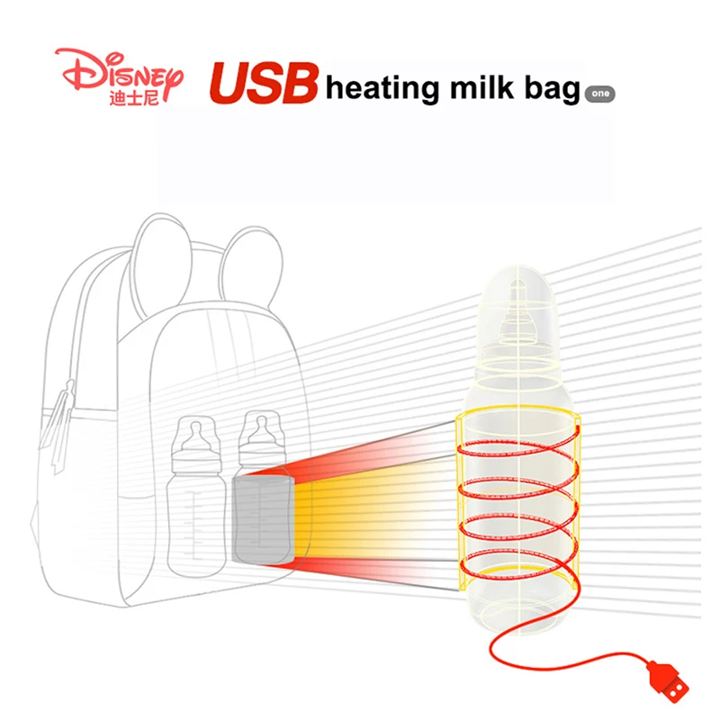 Сумки для детских подгузников Disney из искусственной кожи с подогревом через USB