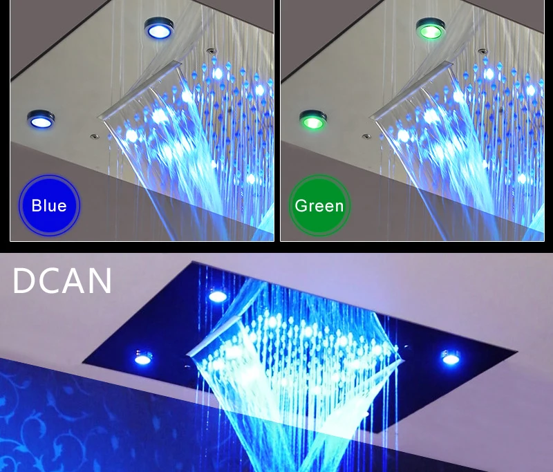 LED Потолочная лейка для душа Водопад для дождя Массажные форсунки Настенные панельные наборы Наборы термостатов