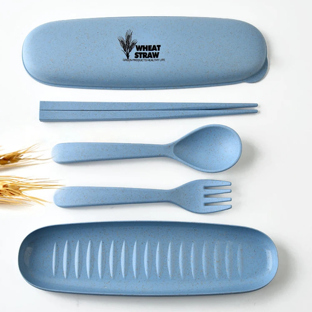 3 шт./компл. Портативные Наборы Посуда Экологически Чистые и Разложению Пшеничной