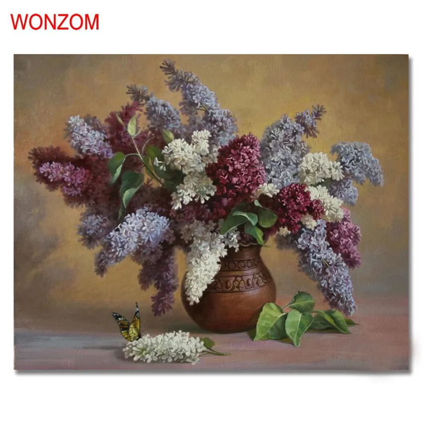 

Flowers Vase Painting By Numbers On Canvas DIY HandPainted Unframed Pictures For Home Decor Christmas Gift Coloring By Numbers