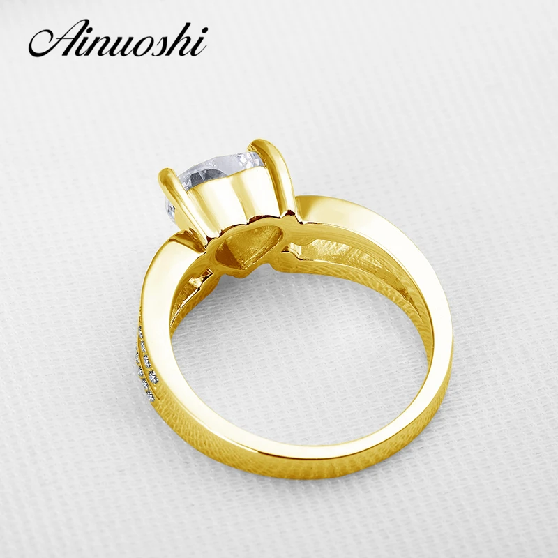 AINUOSHI 14K Yellow Gold Heart Ring 2.5 ct Sona Simulated Diamond Double Layer Lovers Proposal Wedding Engagement Ring for Women