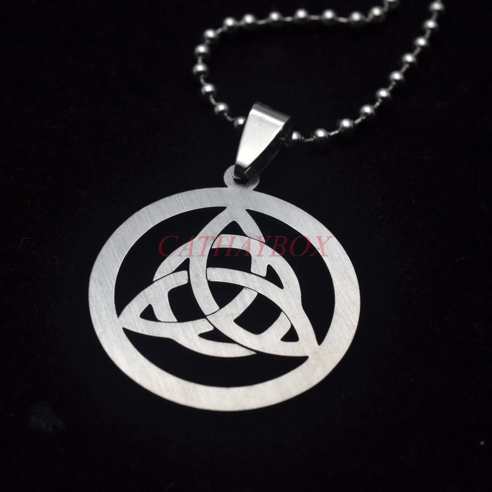 Ожерелье с круглой подвеской Троицы из нержавеющей стали длина 60 см 02 | Украшения