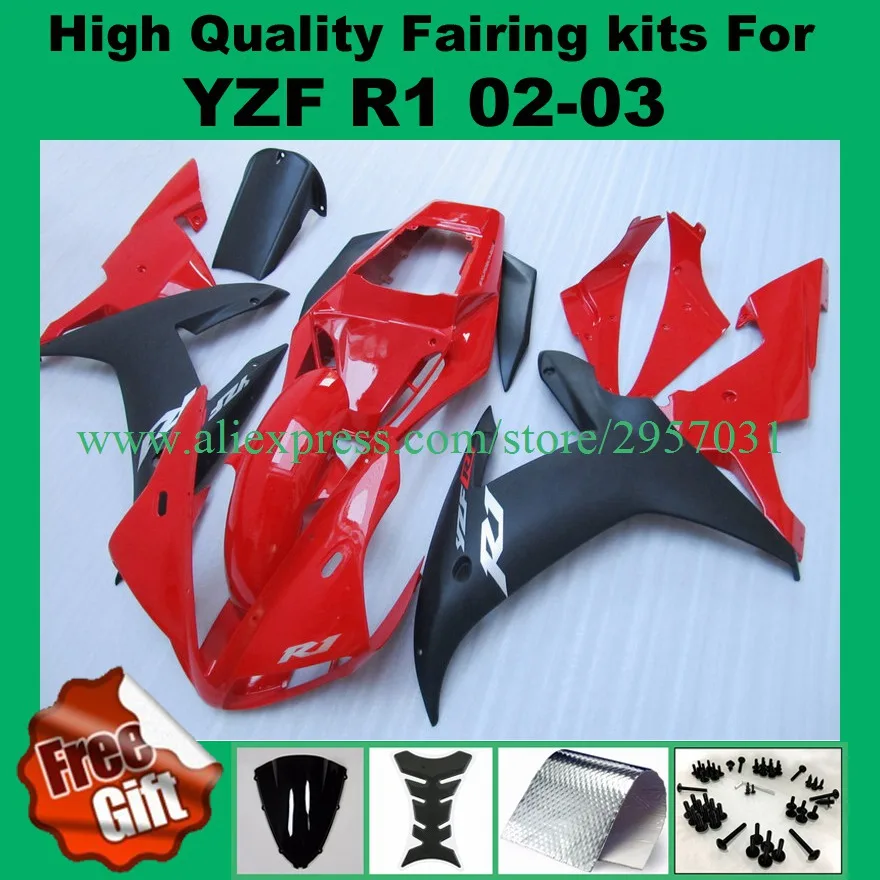 

Injection Mold Fairing Kit for YAMAHA YZFR1 02 03 Red Black YZF R1 2002 2003 YZFR1000 yzfr1 02 03 Free screws+gifts