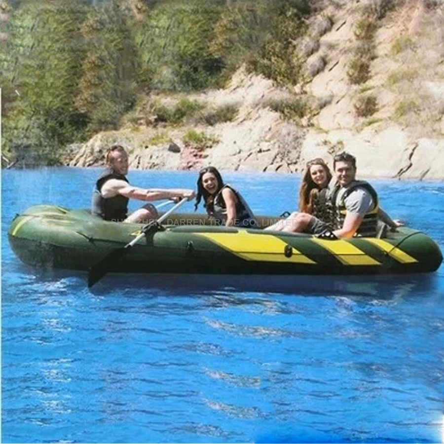 Надувная лодка гребная рыболовная Лодка на 4 человека для дрифтинга с веслами