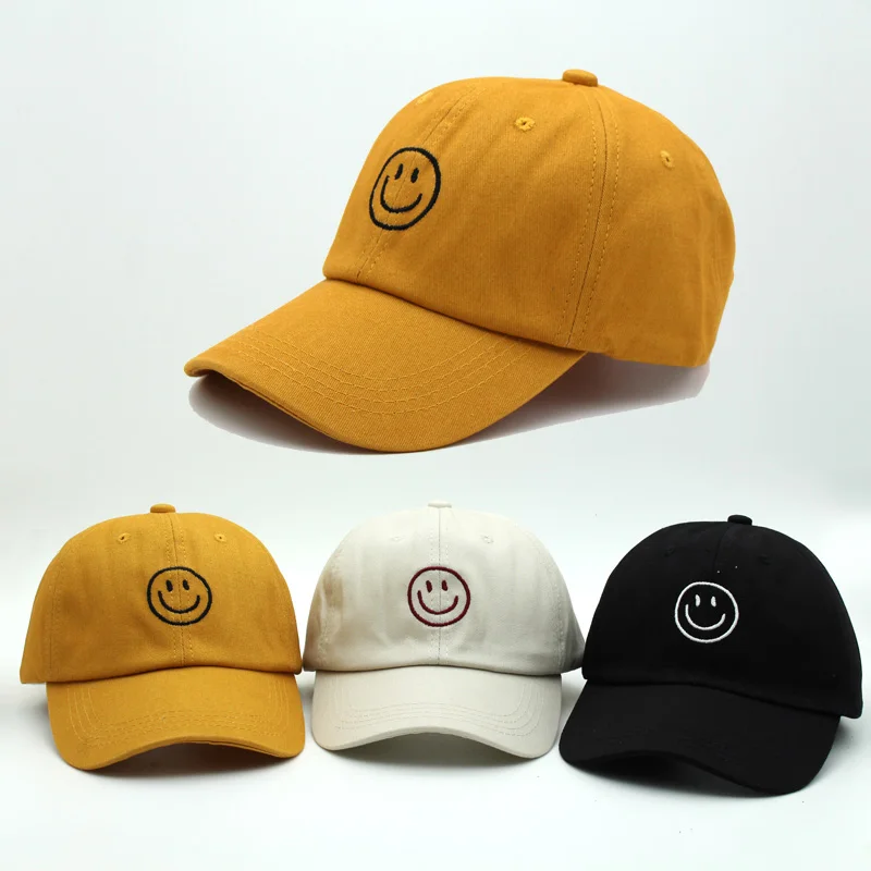 Новый стиль бейсболка шапка-бейсболка вышивка смайлик новый хлопок casquette Осенняя