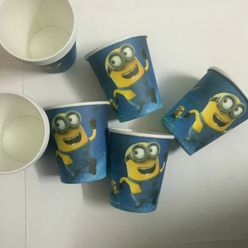 10 шт. желтые одноразовые чашки с рисунками из мультфильмов для детского душа