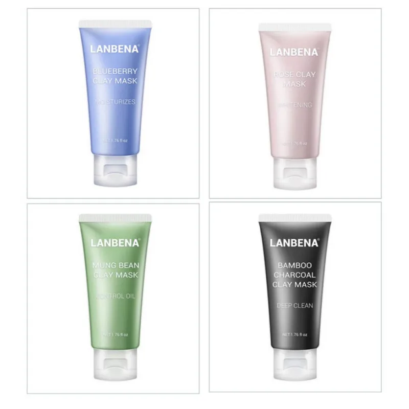 Маска для лица из глины LANBENA с бамбуковым углем голубикой и розой глубокое