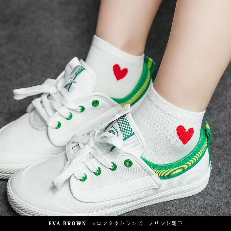 Высококачественные красные носки с сердечками для колледжа и ветра низким