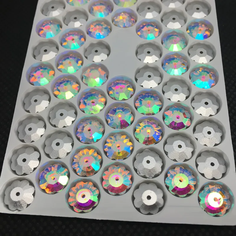 Кристалл AB цветной цветок сливы одно отверстие швейный стеклянный камень Marguerite