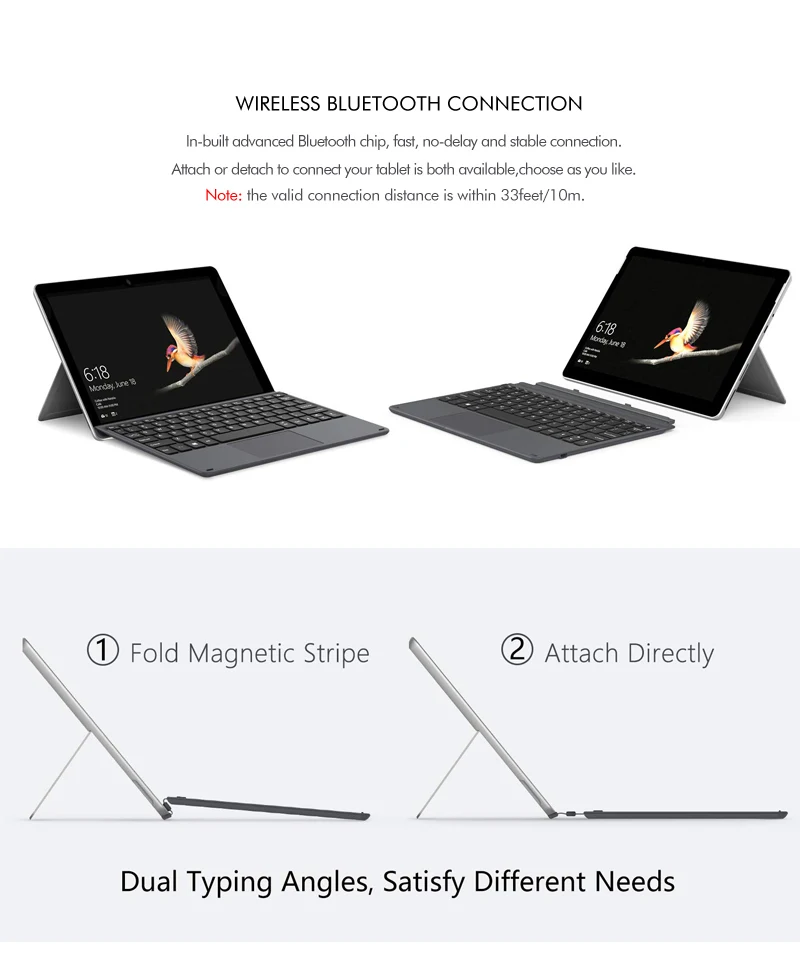 [Новинка] Bluetooth Keybaord для microsoft Surface go7, тонкий 7 цветов с подсветкой, беспроводной чехол Bluetooth с трекпадом+ аккумулятор 750 мАч