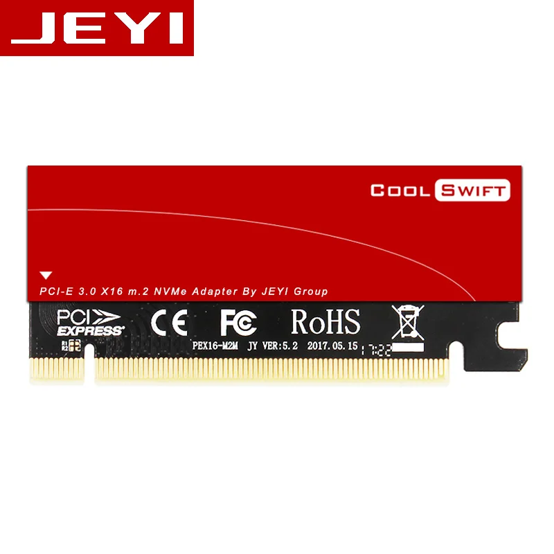 JEYI CoolSwift тепловыделение M.2 NVMe SSD NGFF к PCIE X4 адаптер MKey интерфейсная карта Suppor PCI Express 3,0x16 полная скорость - Цвет: Красный
