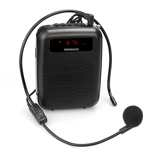 wired version RETEKESS PR16R мегафон Портативный 12 Вт FM Запись усилитель голоса микрофон для учителя динамик с MP3-плеером fm-радио рекордер - Цвет: wired version