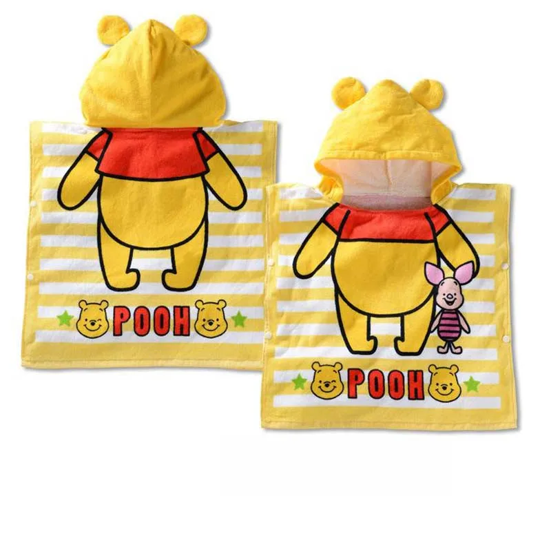 Pooh Горячая Распродажа, хлопок, детское пляжное платье, детский банный халат, пляжное полотенце, накидка, детское банное полотенце с капюшоном с мультяшными животными - Цвет: Pooh