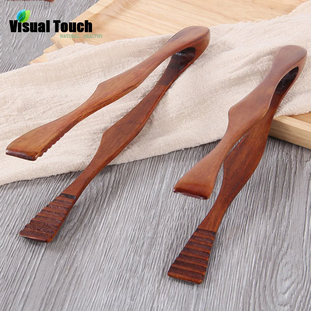 Кухонная утварь из натурального дерева Нескользящие щипцы для барбекю
