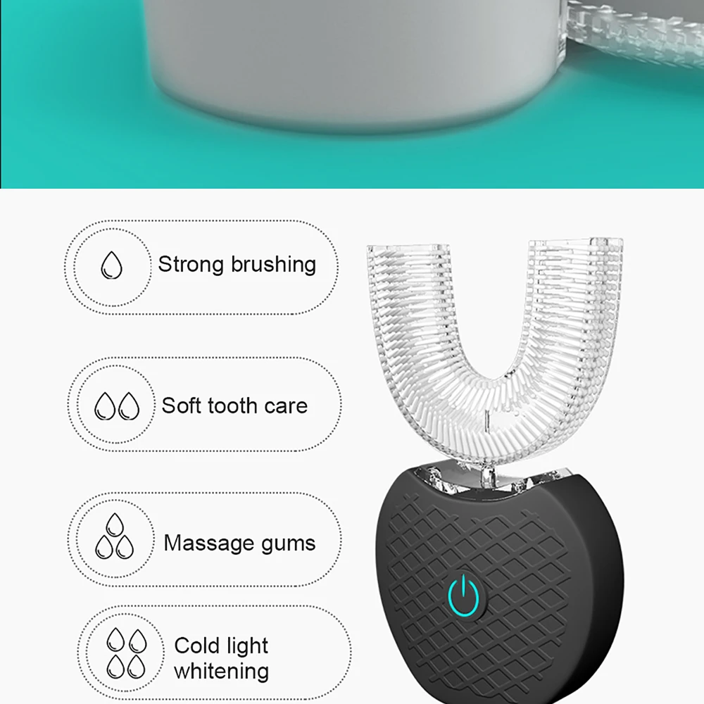 V-white 360 интеллектуальная автоматическая звуковая зубная щетка u-типа USB перезаряжаемая зубная щетка с силиконовой головкой зубная паста