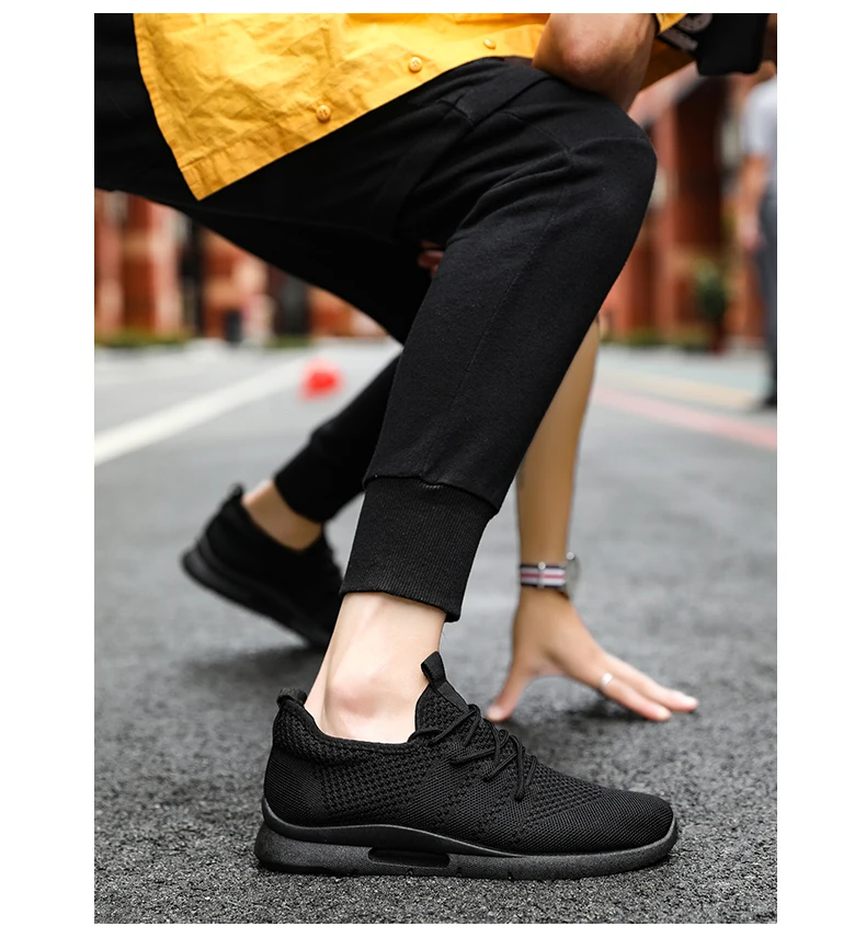 Men Tennis Shoes Lace Up Men Sport Shoes Breathable Mesh Sneakers Tenis Hombre Man Shoes Chaussures Homme Black Trainers cheap