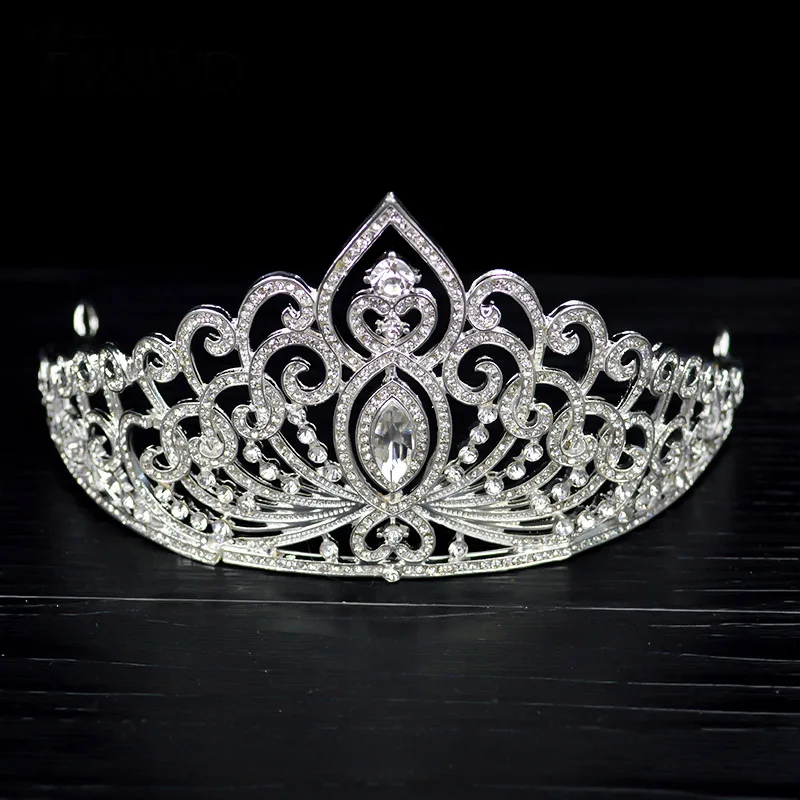 Silver Новая роскошная хрустальная свадебная тиара в стиле барокко для свадьбы ювелирные изделия на волосы корона со стразами для невесты украшения для волос аксессуары - Окраска металла: Silver