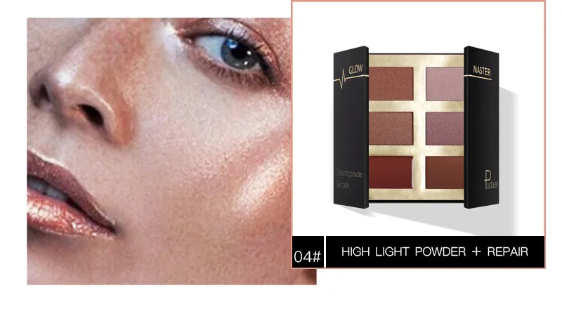 Оранжевый Pudaier Shimmer Brighten Face Highlighter Makeup Powder Suit Eyeshadow Face Contour Palette Long Lasting High Gloss Fine Powder - Цвет: Оранжевый