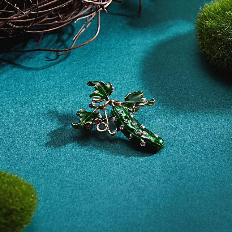 Новинка Модная креативная эмалированная Брошь Стразы с кристаллами огурцов