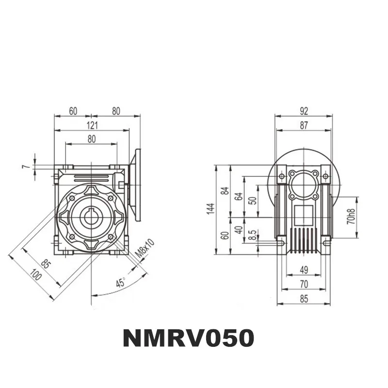 Коробка червячной передачи NMRV050 14 мм 19 Входной вал 90 градусов Редуктор NEMA42 для