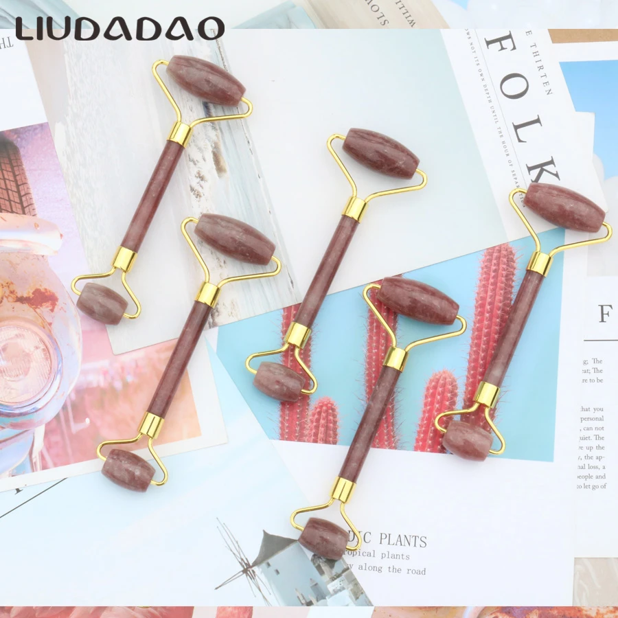 Массажные ролики для лица с клубничным кварцем ролик из нефрита кристаллами