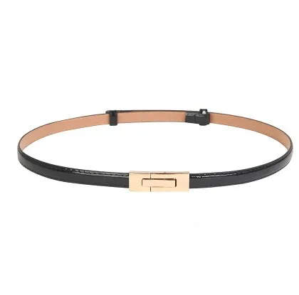 style 2 black color Новые модные тонкие ремни для женщин цветок застежка Женская лакированная кожа женский ремень платье Отрегулируйте cintos femininos черный свадебный - Color: style 2 black color