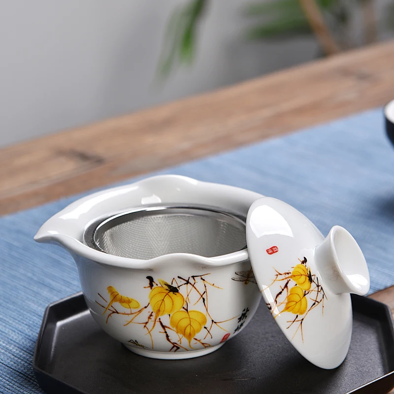 Высококачественный чайный набор Gai Wan из костяного фарфора чайные наборы Gaiwan