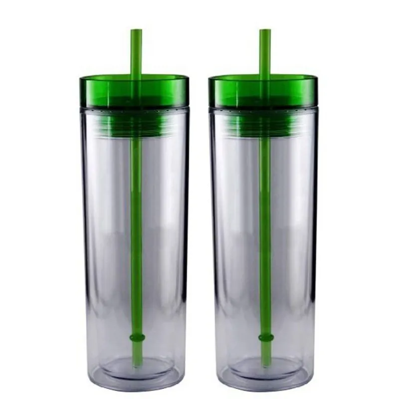 Узкие двойные стенки Акрил стакан акция подарок двойными стенками Тощий