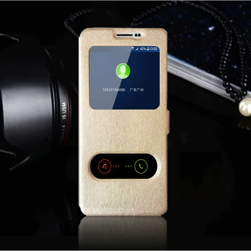Чехол книжка Chancit для Samsung Galaxy S6 G9200 с шелковым узором окошком просмотра кожаный