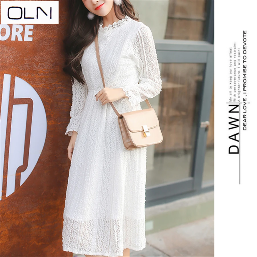 Платье Vestidos корейское летнее Новое поступление кружевное Сетчатое женское