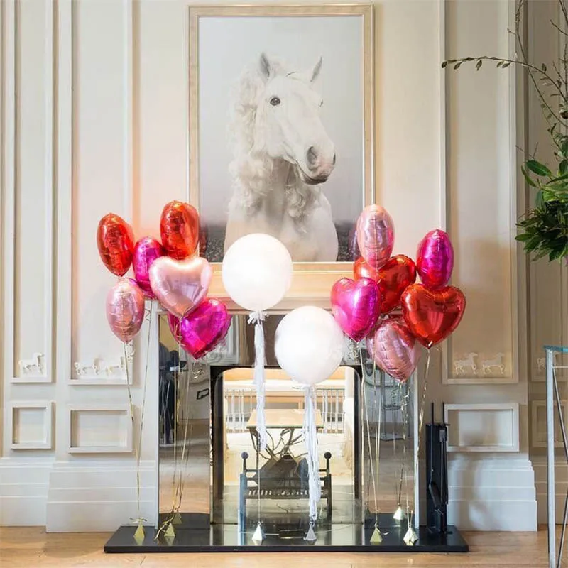 50 шт./лот 18 дюймов формой сердца Воздушные шары надувные шарики с фольгой Love