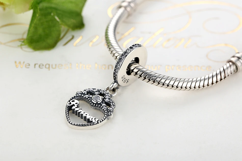 Серебряные Подвески Fit Pandora Браслет Ожерелье Стерлингового Серебра 925 Лук Любовь Сердца Европейских Подвески Бисер DIY Ювелирных Изделий