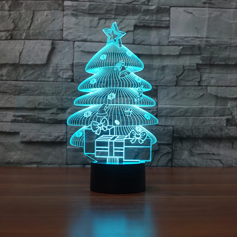 Fding 3D Visual Lamp Christmas Tree USB Nightlight 7 Color Changing Touch Table LED Bedside Party Decoration | Лампы и освещение