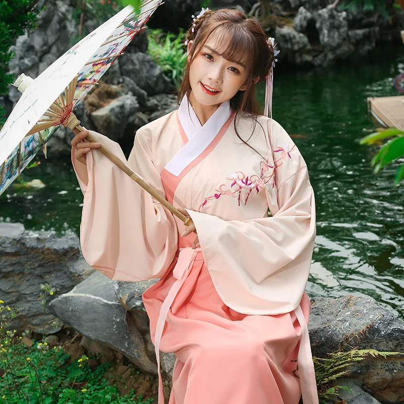 Летнее платье Hanfu в китайском стиле Повседневное для взрослых женщин свежая и