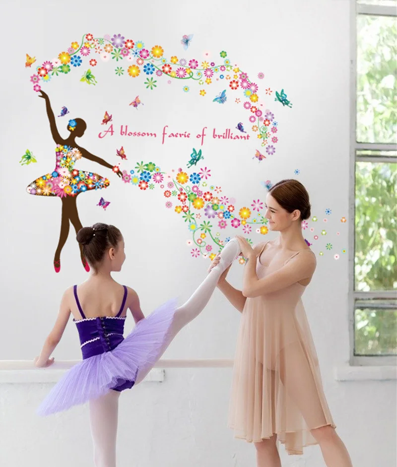Красочные наклейки на стену балерины для девочек детский фотографический постер