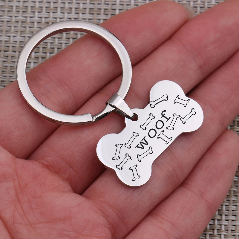 Брелок в форме кости с гравировкой Woof подарок для домашних животных любимого