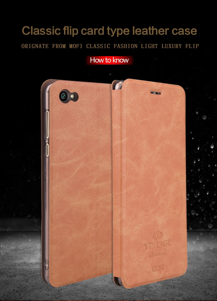 Для Xiaomi Redmi Примечание 5A чехол MOFI откидной кожаный чехол-подставка для Xiaomi Redmi Примечание 5A Стильный чехол-бумажник из искусственной кожи 5,5''