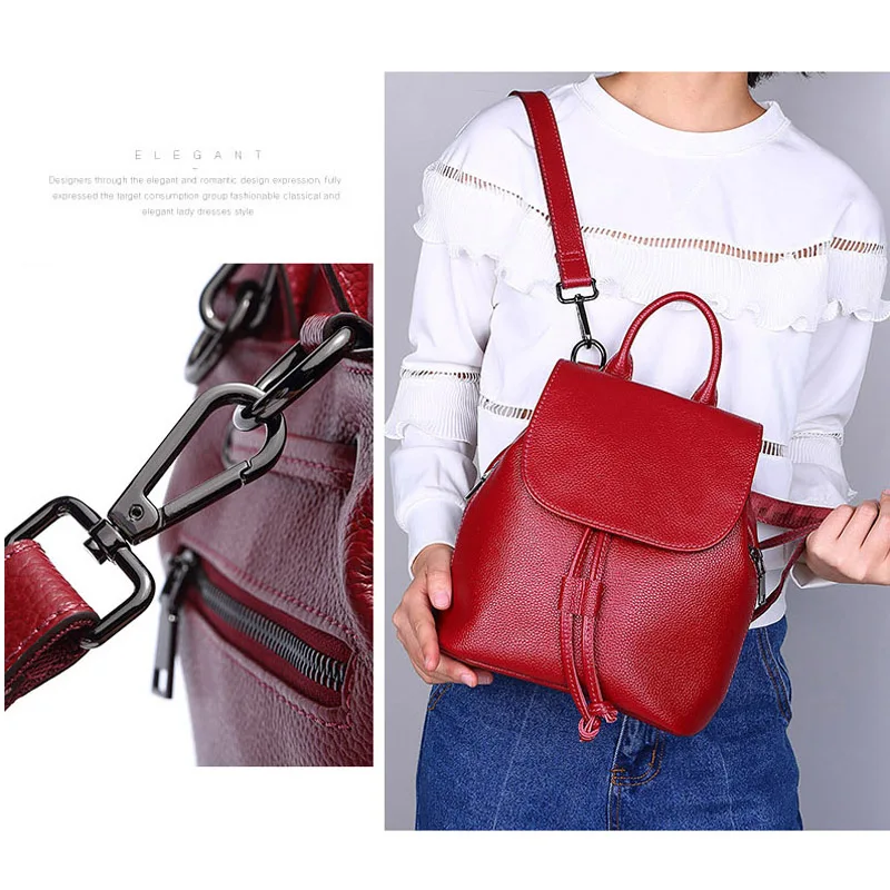 Маленький модный новый женский рюкзак из 100% мягкой натуральной коровьей кожи