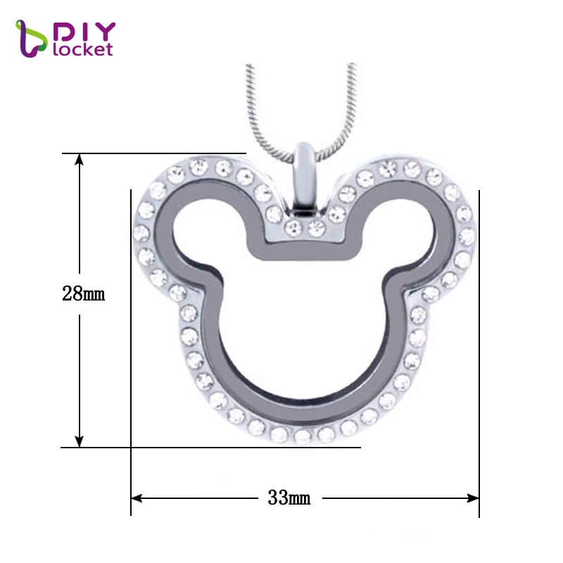 Diylocket1PC Микки живая подвеска Стразы Магнитный стеклянный плавающий медальон