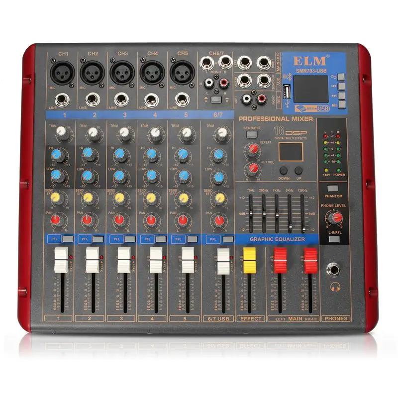 LEORY Высокое качество Профессиональный звуковой микшер 6 каналов с bluetooth USB DSP DJ Аудио Цифровой микшерный пульт для аудио караоке