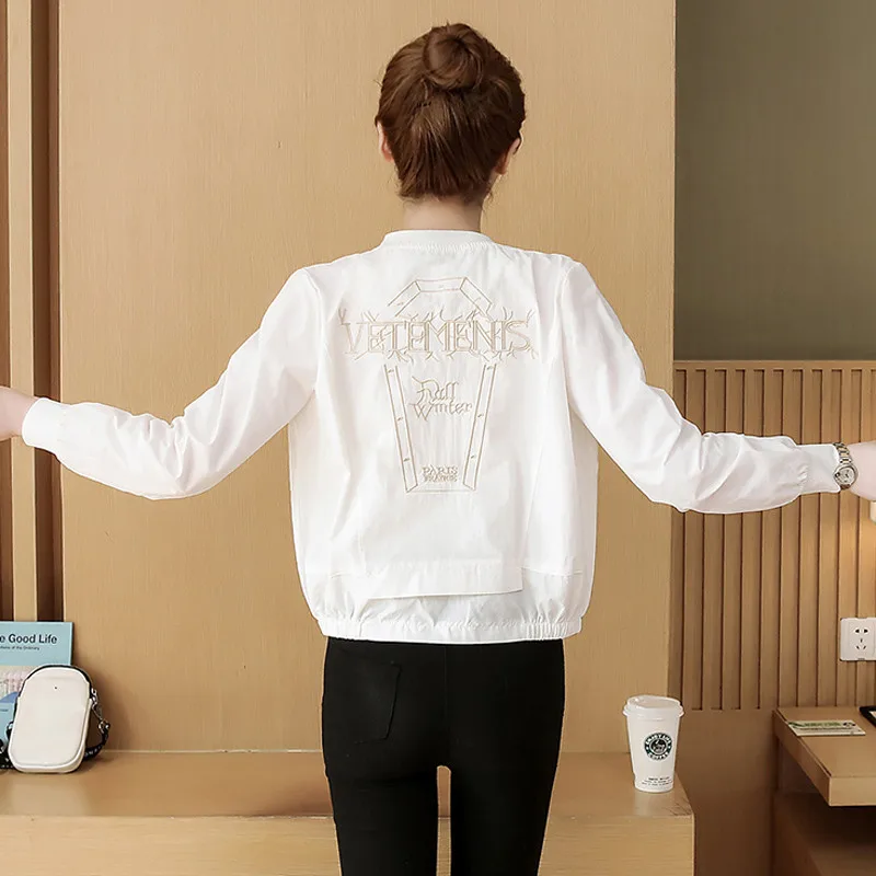 Женская тонкая куртка бомбер с длинными рукавами бейсбольная верхняя одежда