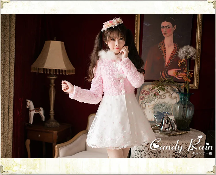 Принцесса сладкий Лолита пальто Синди дождь шерсть твидовое пальто для девочек длинные зимние сладкие конфеты тонкий дождевик с капюшоном шерстяное пальто прилив c22cd7246