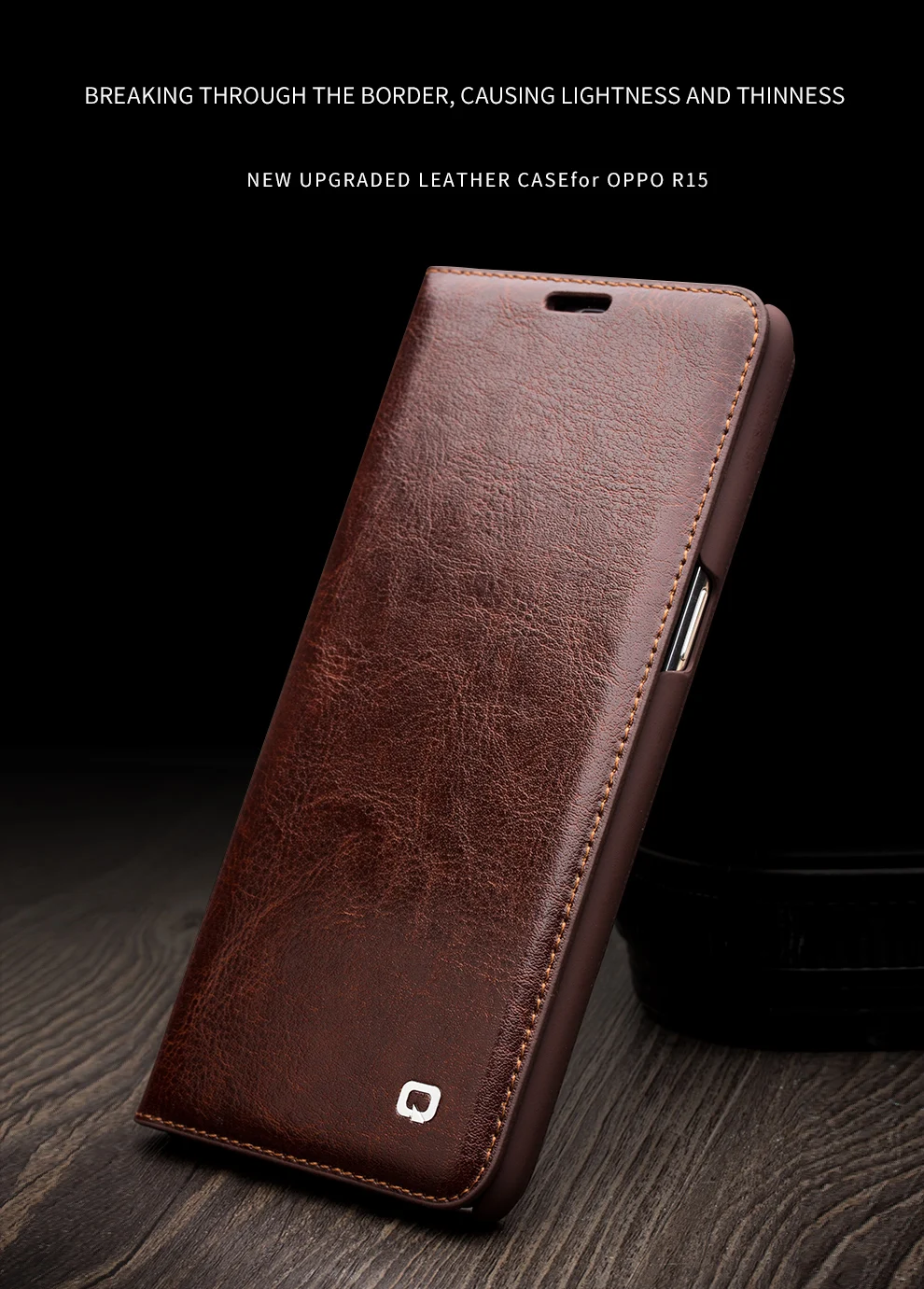 QIALINO, натуральная кожа, Ультратонкий чехол для телефона OPPO R15, роскошный, ручной работы, модный, с отделением для карт, откидной чехол для OPPO R15, 6,28 дюймов