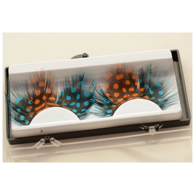 1 пар/кор. Мягкие Длинные Перо Накладные ресницы синий и оранжевый модные женские