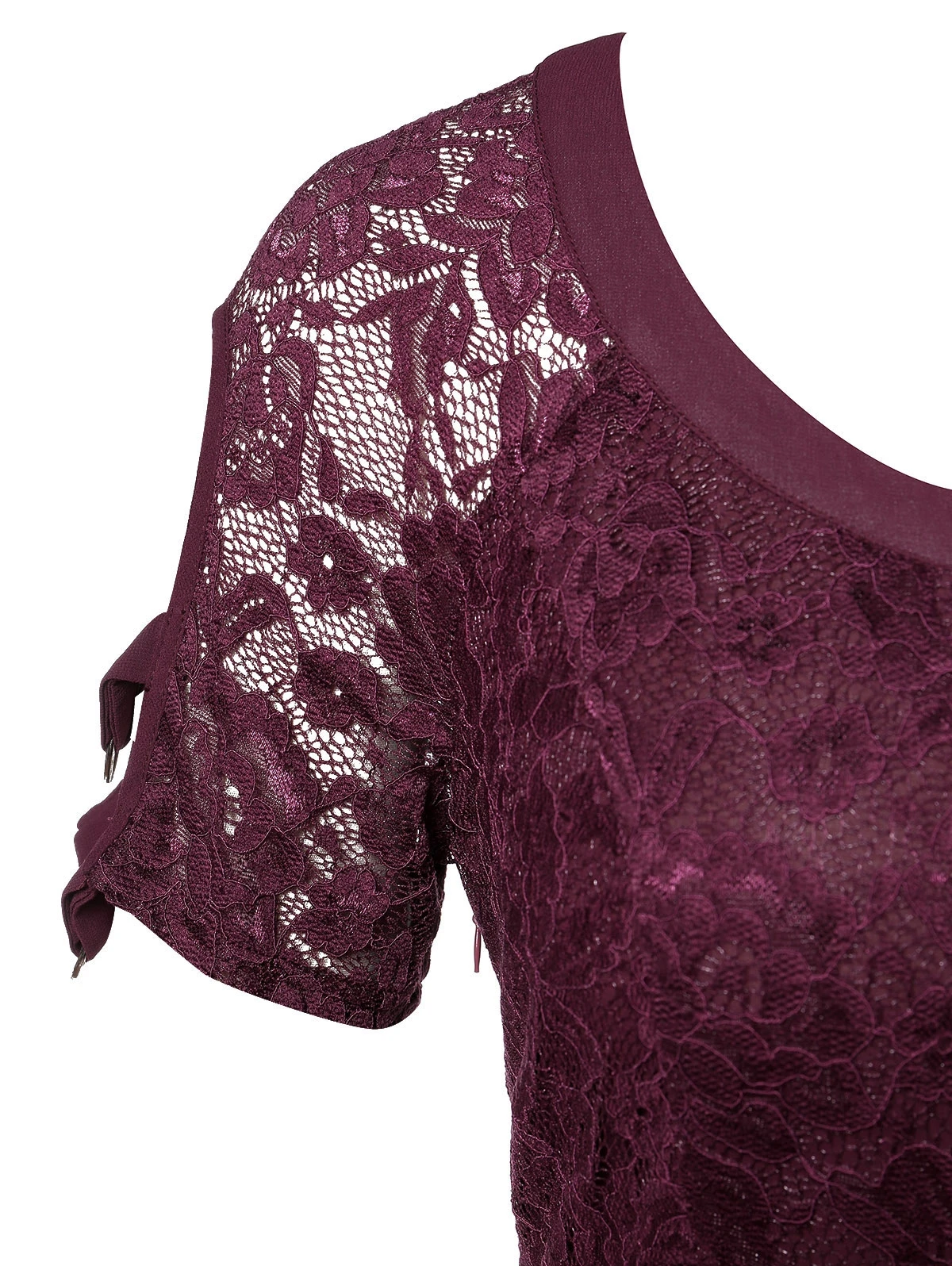 5XL Plus Size Women Blouse Long Sleeve Wine Red Lace Shirt Tunic Round Neck Solid Large Casual Wear Women Tops and Blouse Female