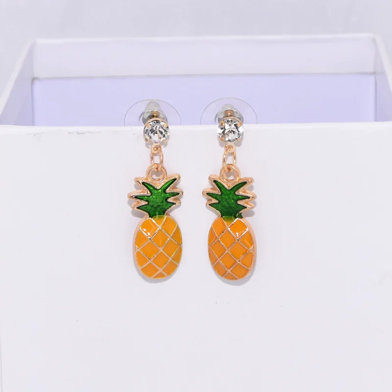 Лидер продаж модные серьги капли с белыми кристаллами и желтыми фруктами